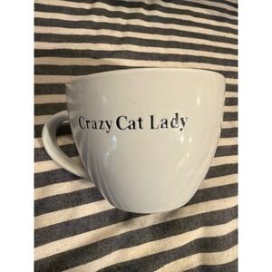 Signature Housewares Crazy Cat Lady White Stoneware Coffee Mug Oversized Cup